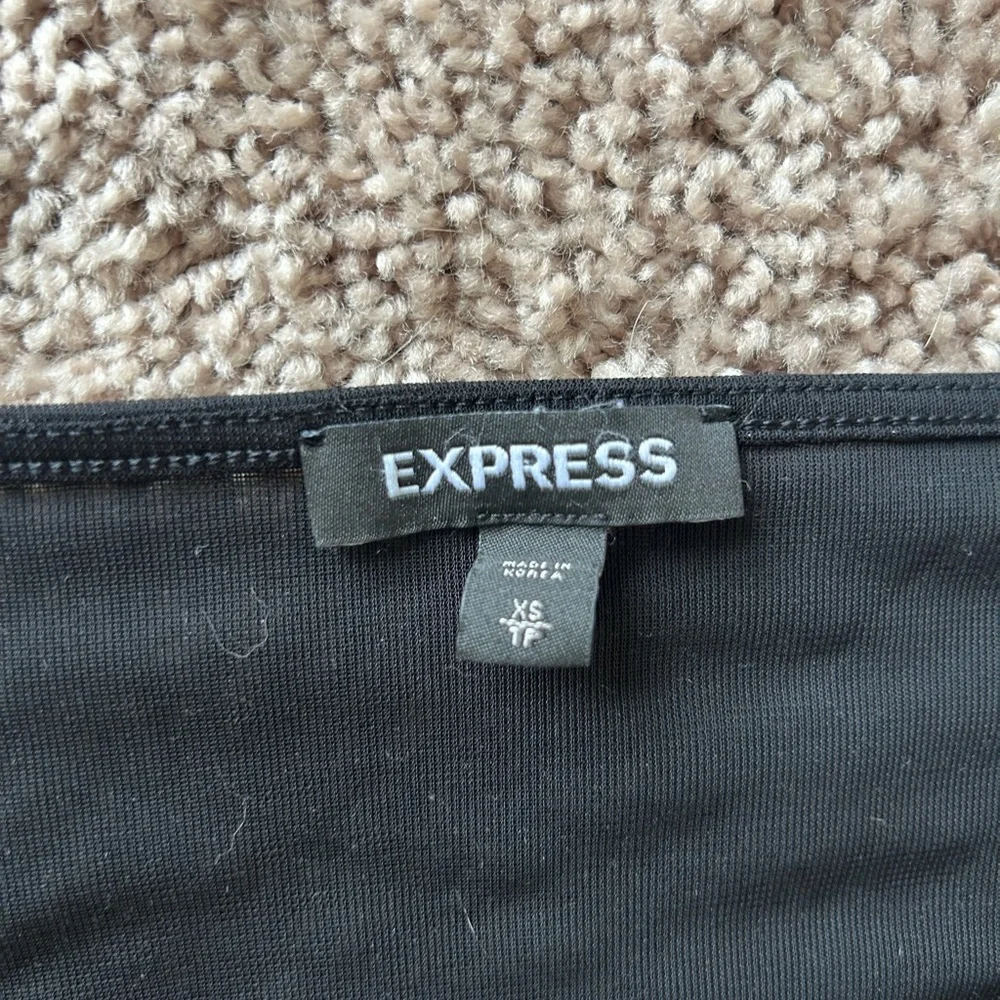 Express Black Ruched Ruffled Blouse - Picture 2 of 2